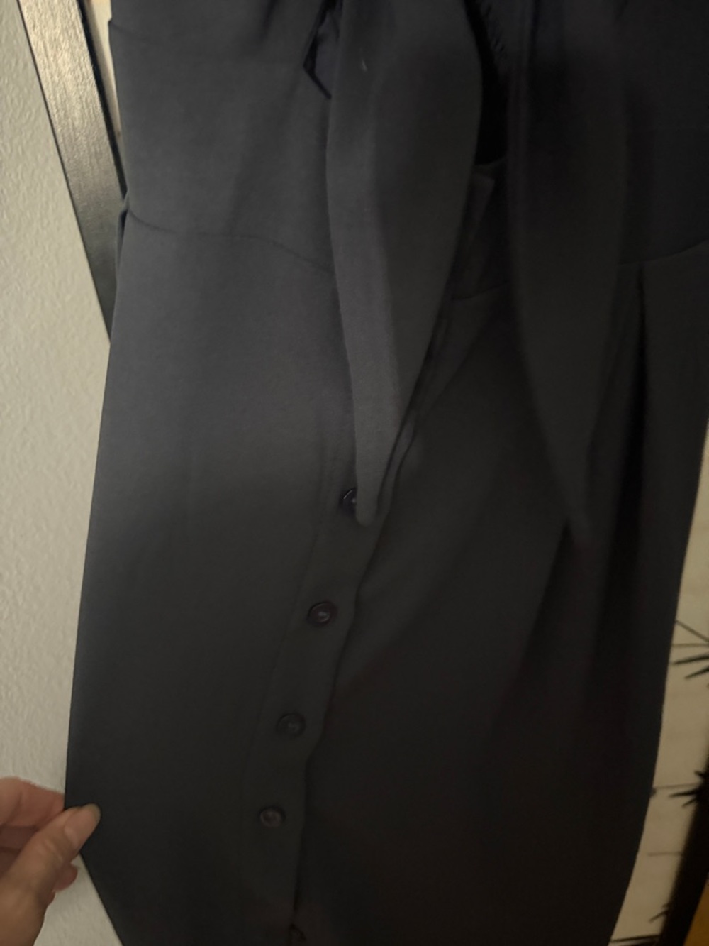 Tie-Front Navy Midi Dress with Adjustable Straps - Picture 4 of 4